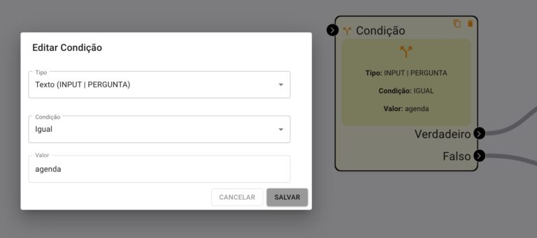 FlowBuilder Formulário Bloco Condição de Texto