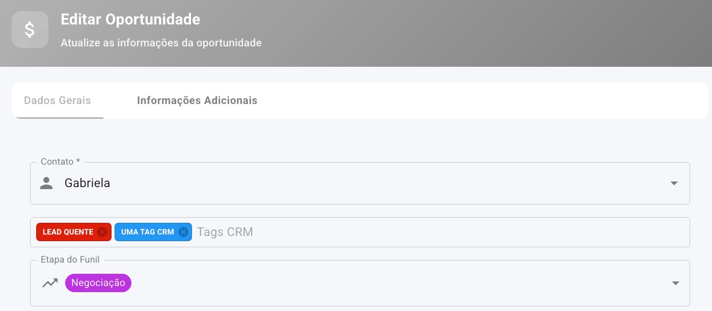 Como marcar uma Tag de CRM