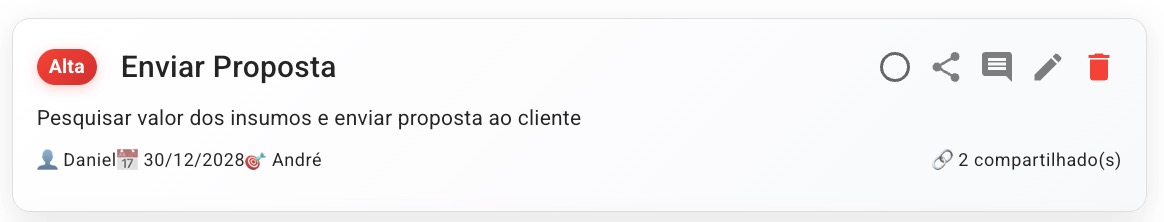 Como excluir Tarefa