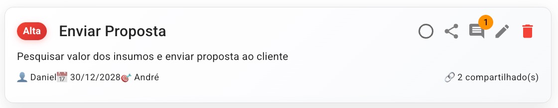 Como comentar em uma Tarefa