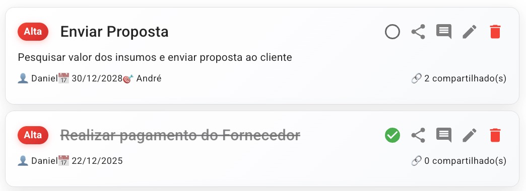 Como marcar uma Tarefa como concluída