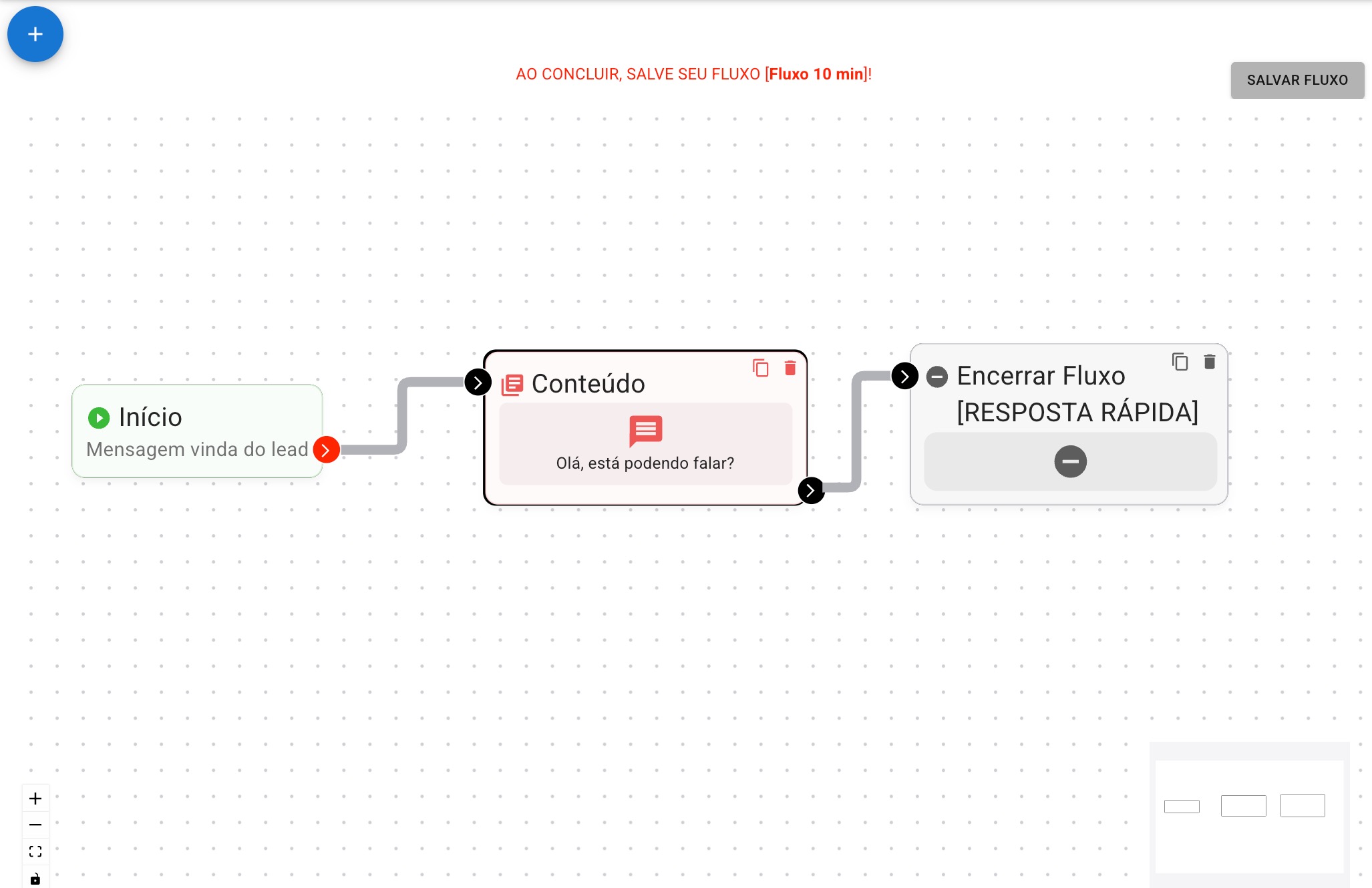 FlowBuilder Tela do Canva Editor Visual de Fluxo
