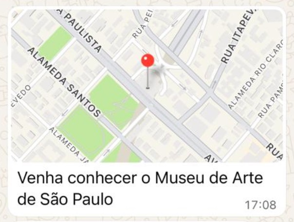 FlowBuilder Bloco Enviar Localização - visão do cliente