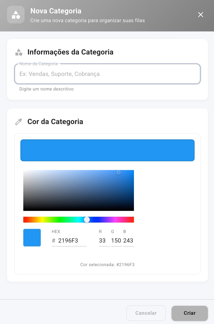 Categorias de Filas - Formulário