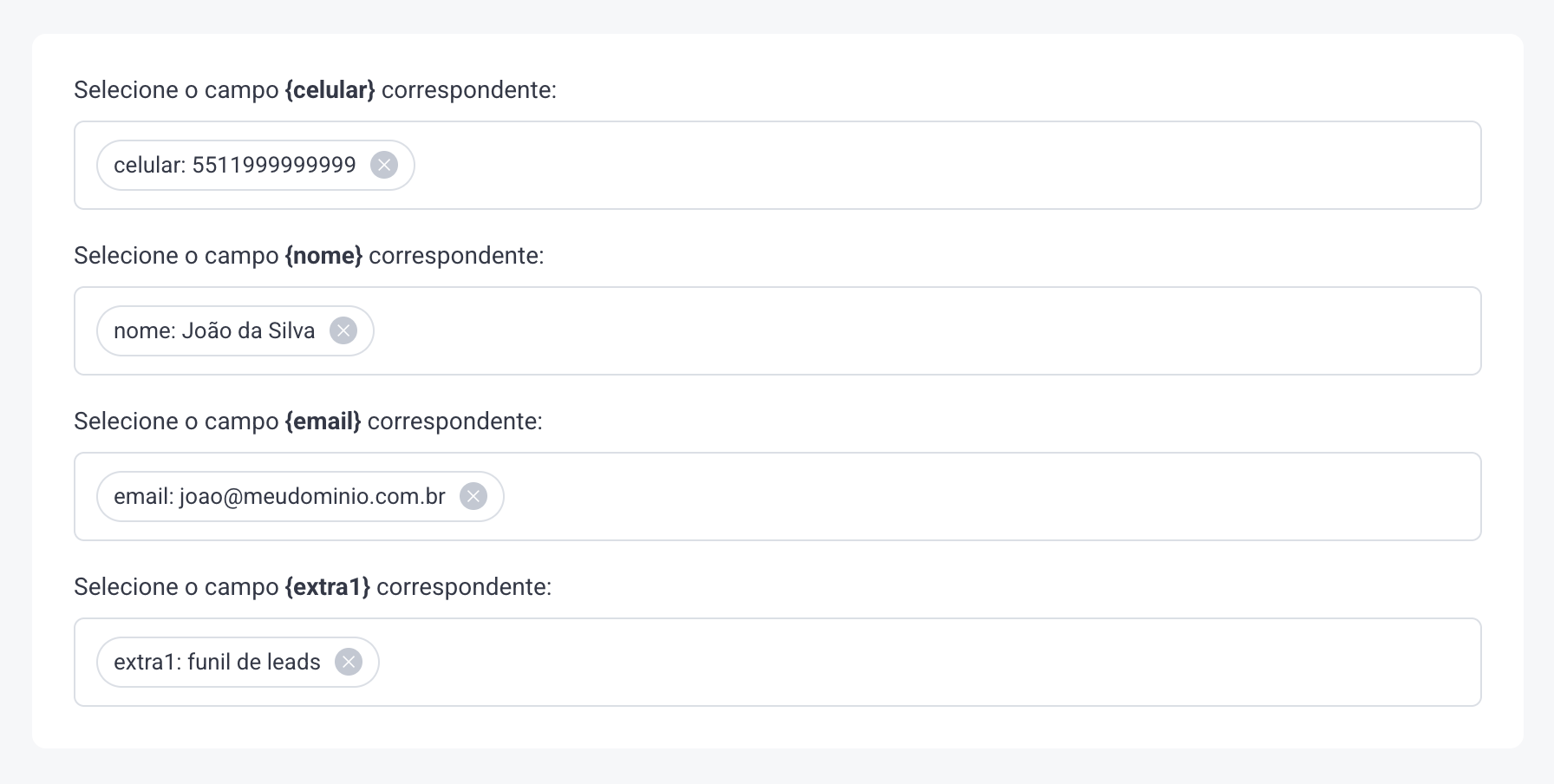 Tela de definição das variáveis do Webhook Trigger